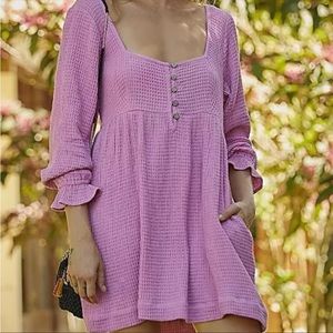 Free People NWT Go-To Mini dress pink frosting size L